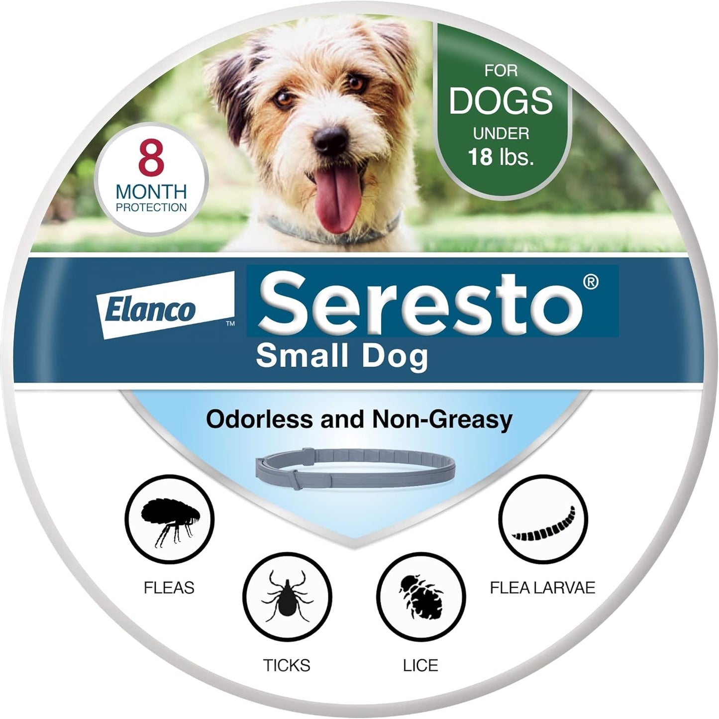 Small Dog Vet-Recommended Flea & Tick Treatment & Prevention Collar for Dogs Under 18 lbs. | 8 Months Protection